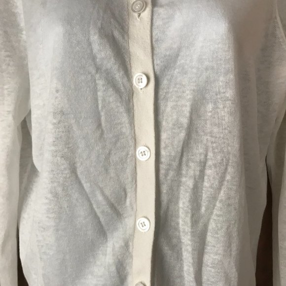 LOFT Lightweight White Button Close Cardigan Sweater Petite Medium - Picture 4 of 12